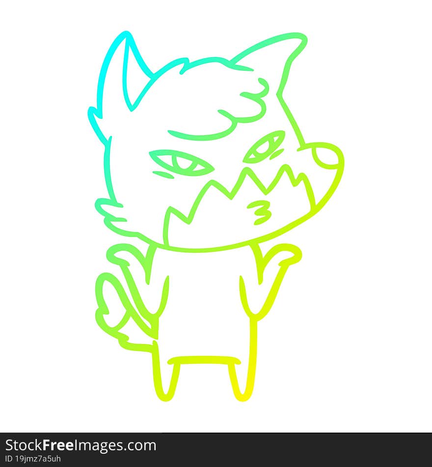 cold gradient line drawing clever cartoon fox