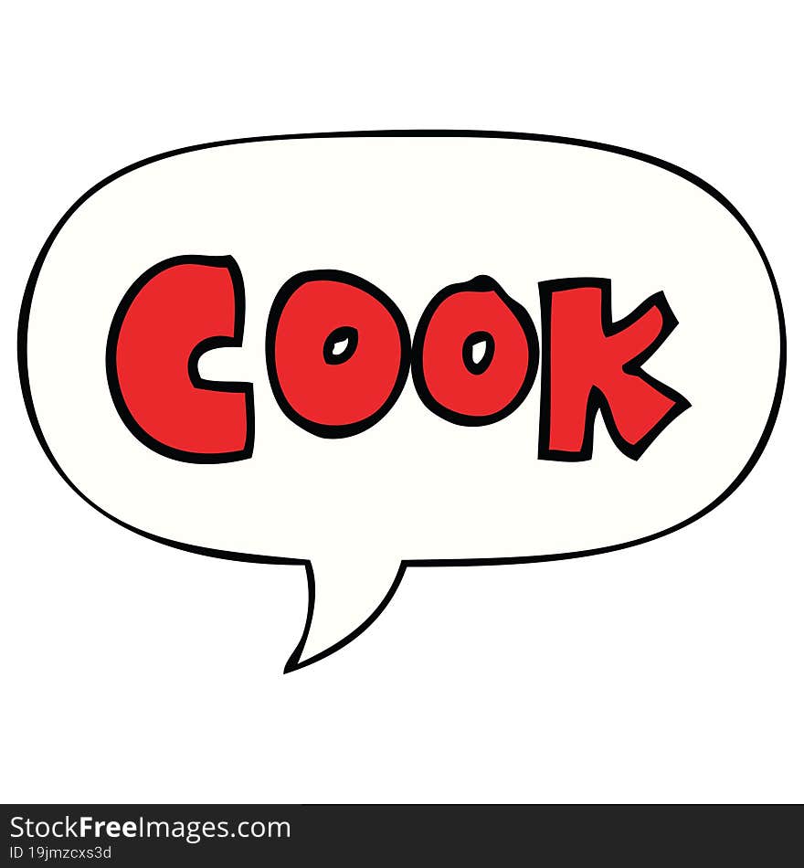 Cartoon Word Cook And Speech Bubble