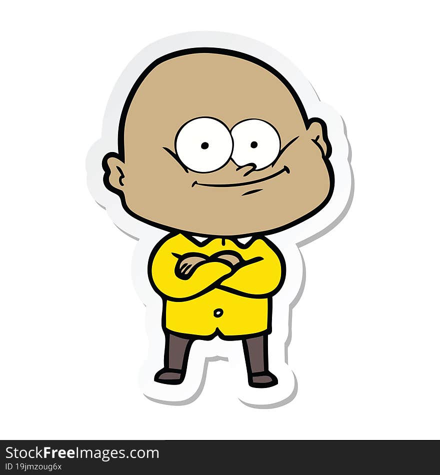 Sticker Of A Cartoon Bald Man Staring