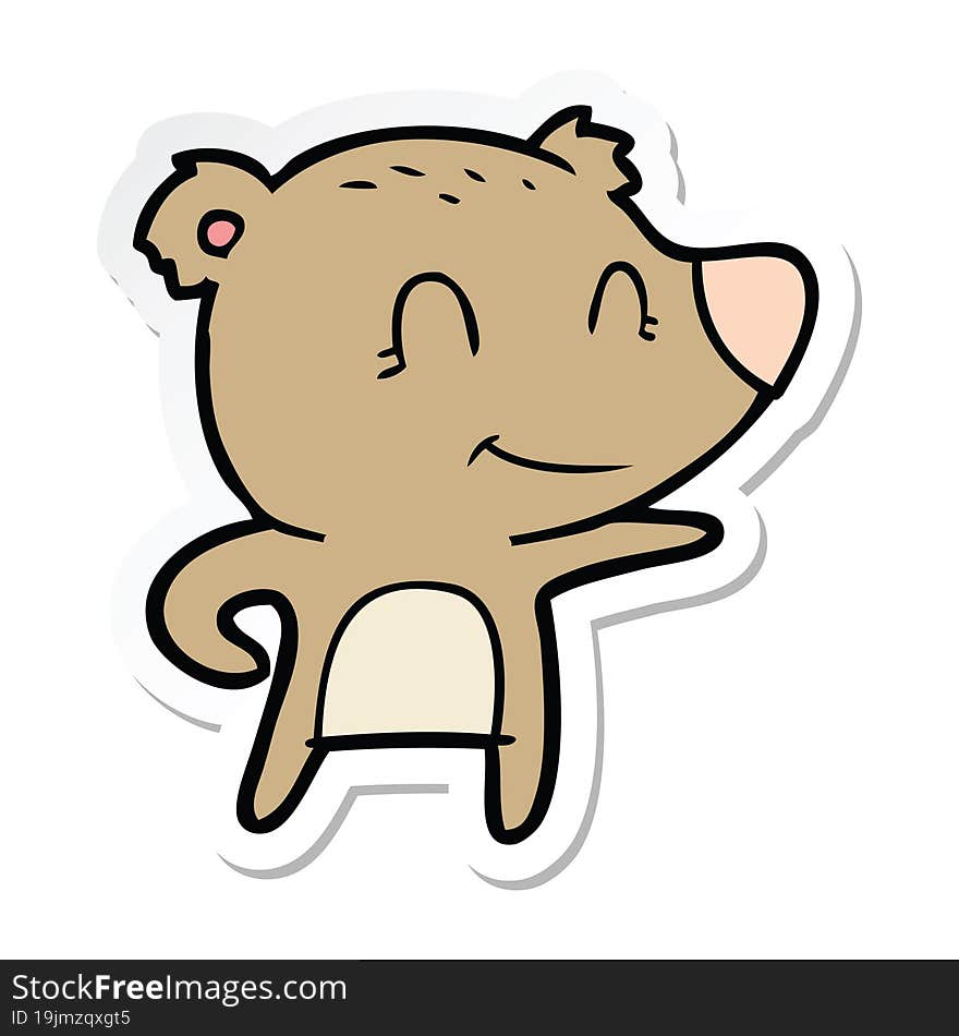 sticker of a friendly bear cartoon