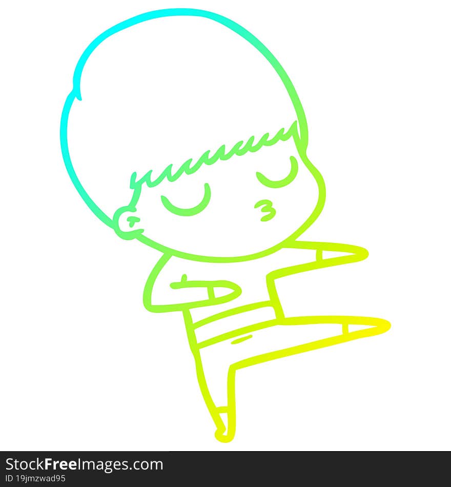 cold gradient line drawing cartoon calm boy