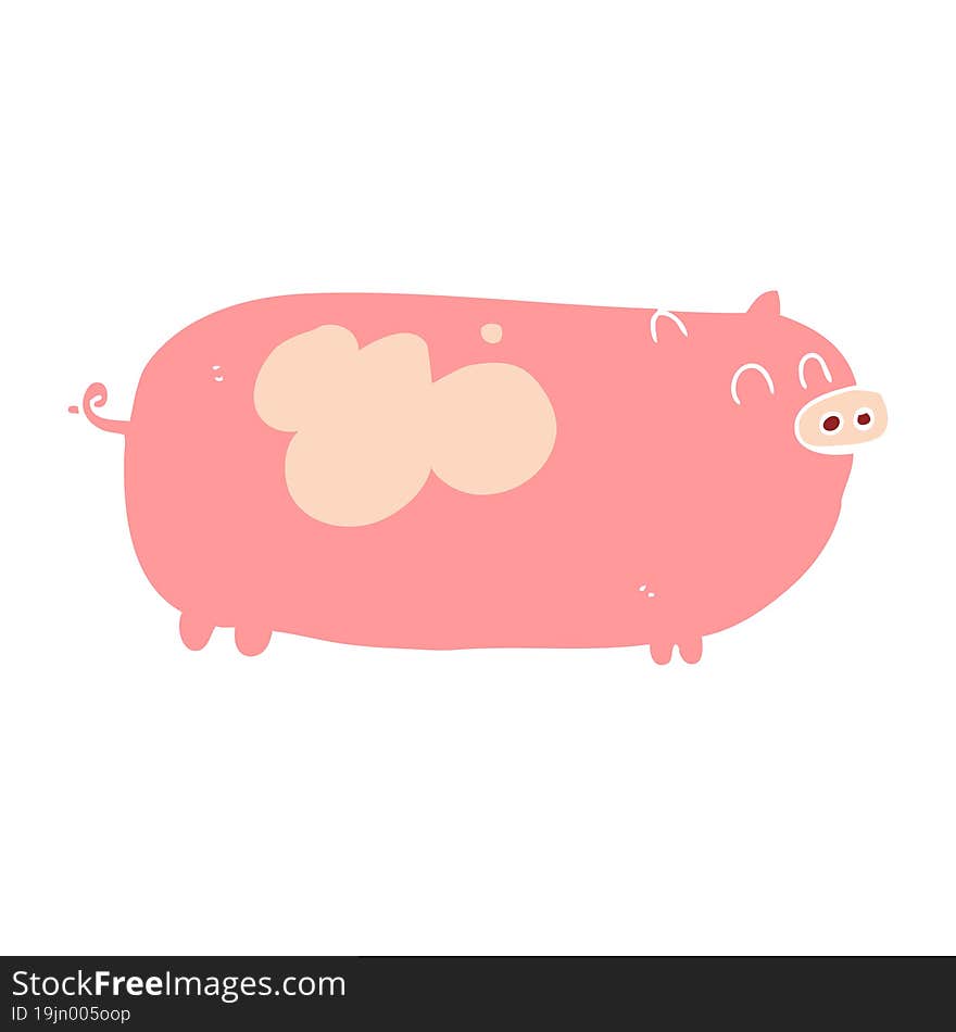 flat color illustration of pig. flat color illustration of pig