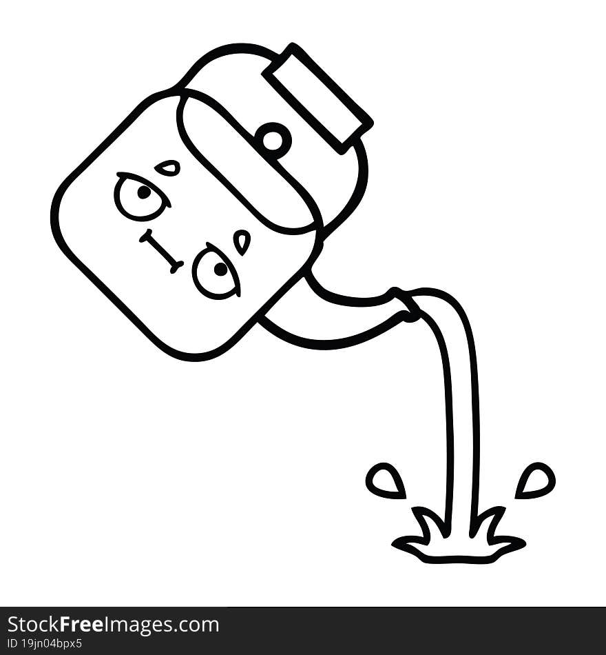 line drawing cartoon pouring kettle