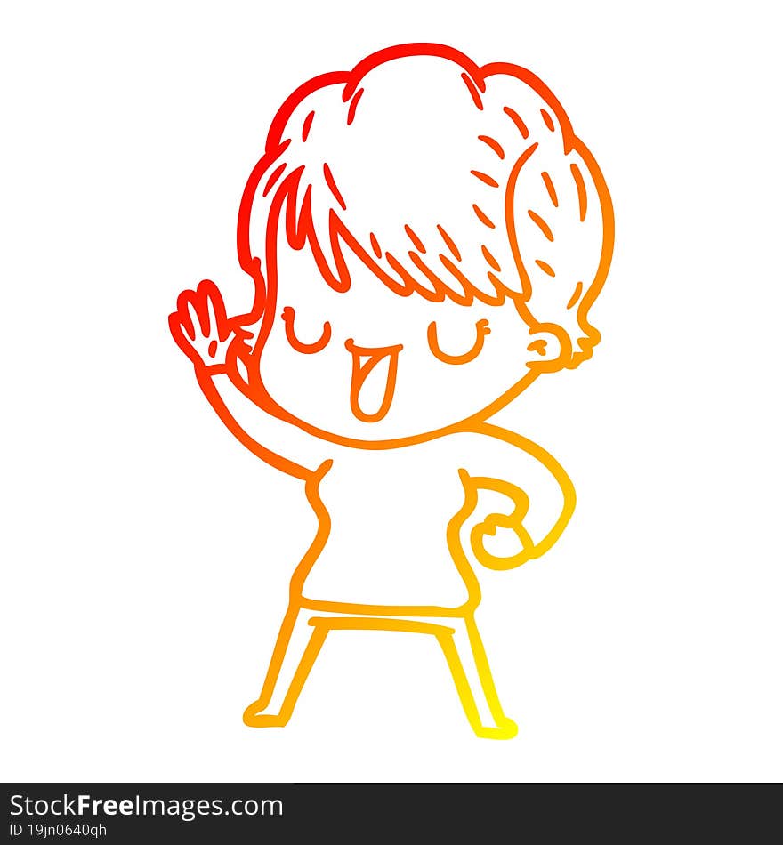 warm gradient line drawing cartoon woman talking