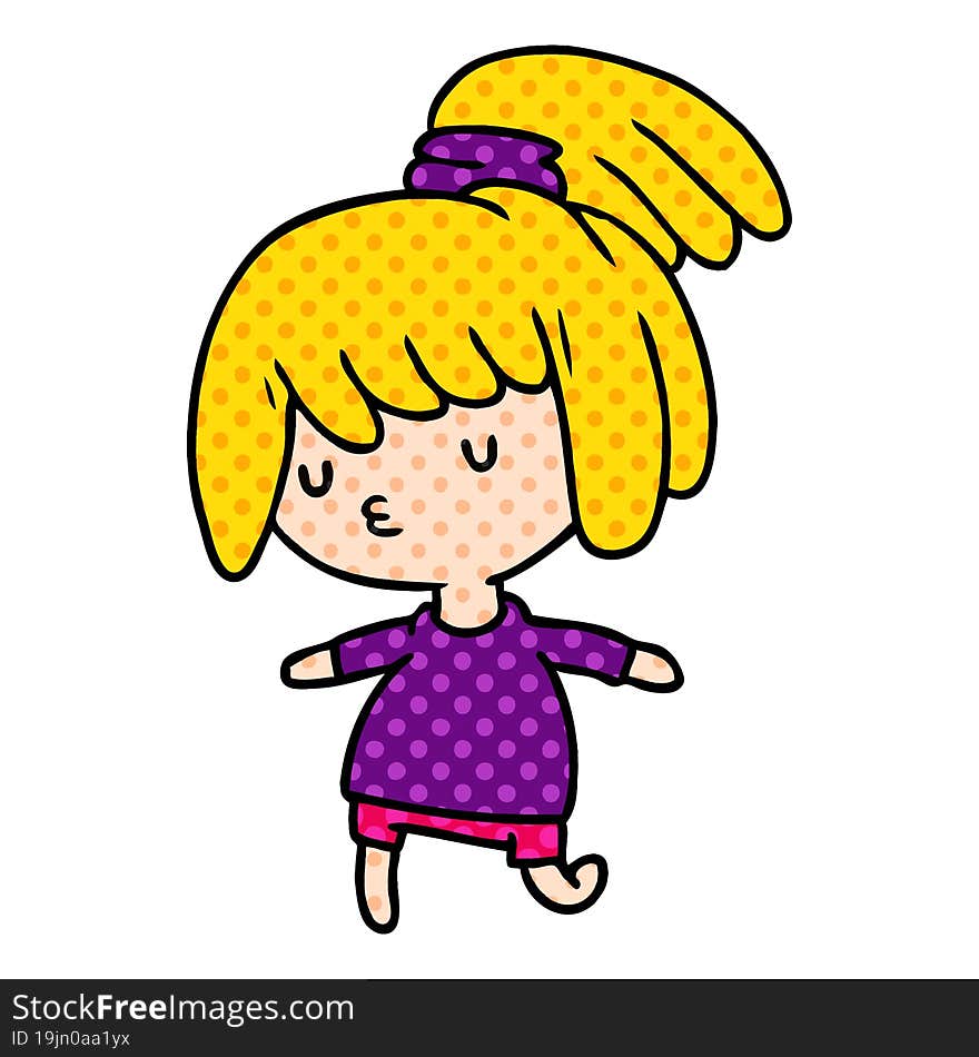 cartoon illustration of a cute kawaii girl. cartoon illustration of a cute kawaii girl