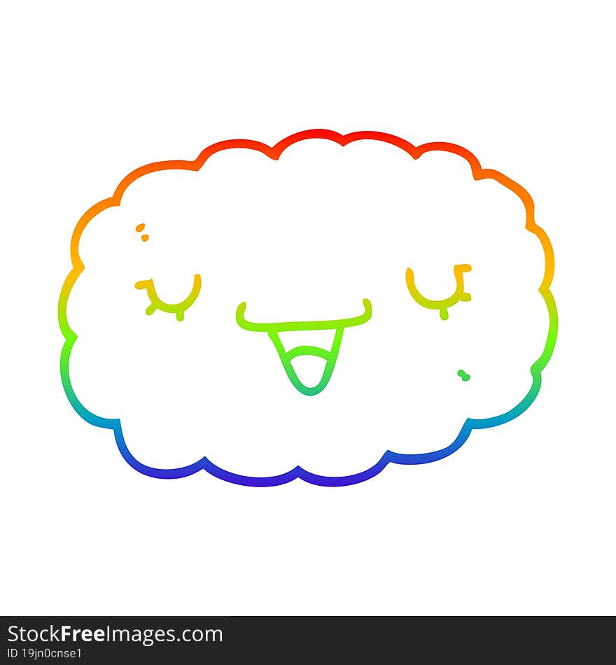 rainbow gradient line drawing cartoon cloud