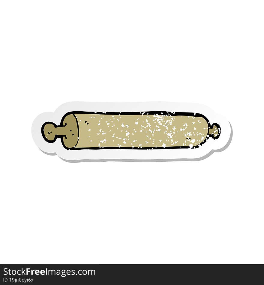 retro distressed sticker of a cartoon rolling pin