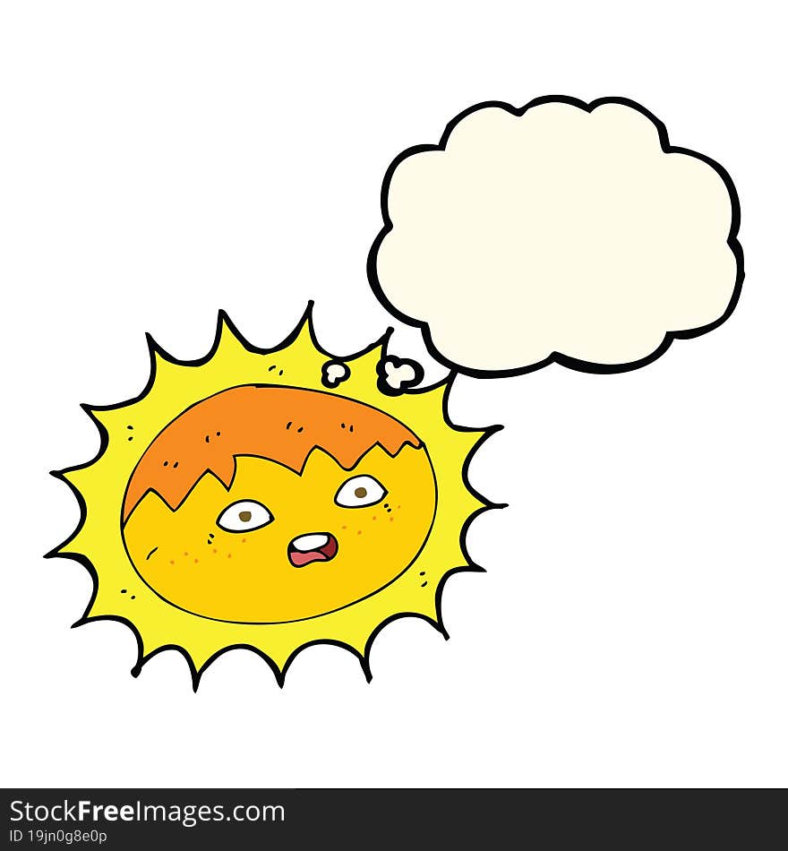 cartoon sun with thought bubble