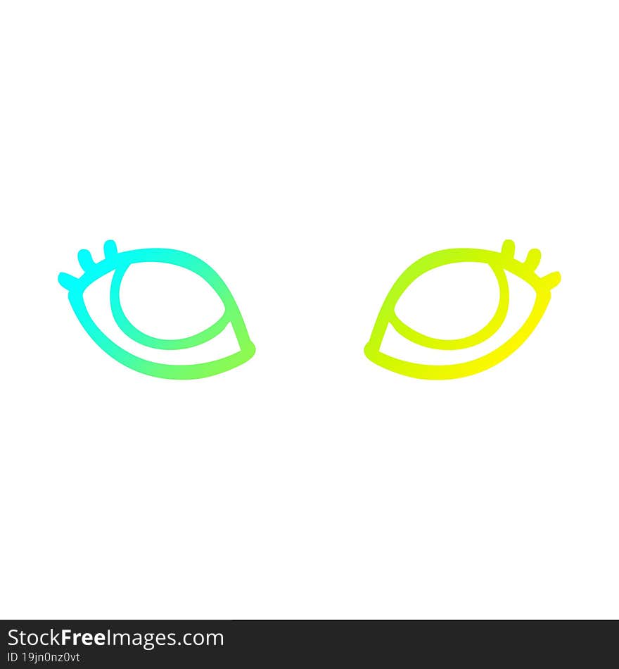 cold gradient line drawing of a cartoon grey eyes