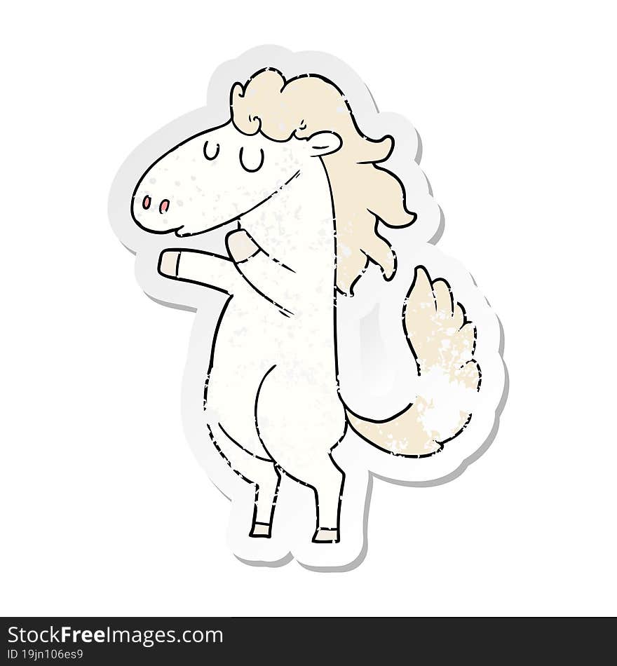 distressed sticker of a cartoon horse