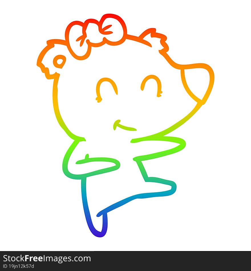 rainbow gradient line drawing female bear cartoon