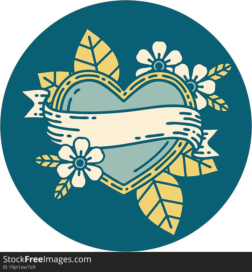 Tattoo Style Icon Of A Heart And Banner