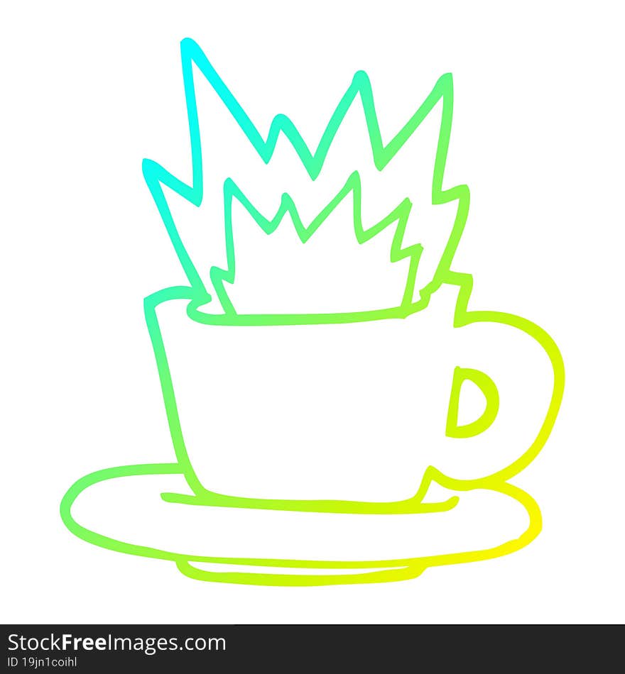 cold gradient line drawing cartoon cup of coffee