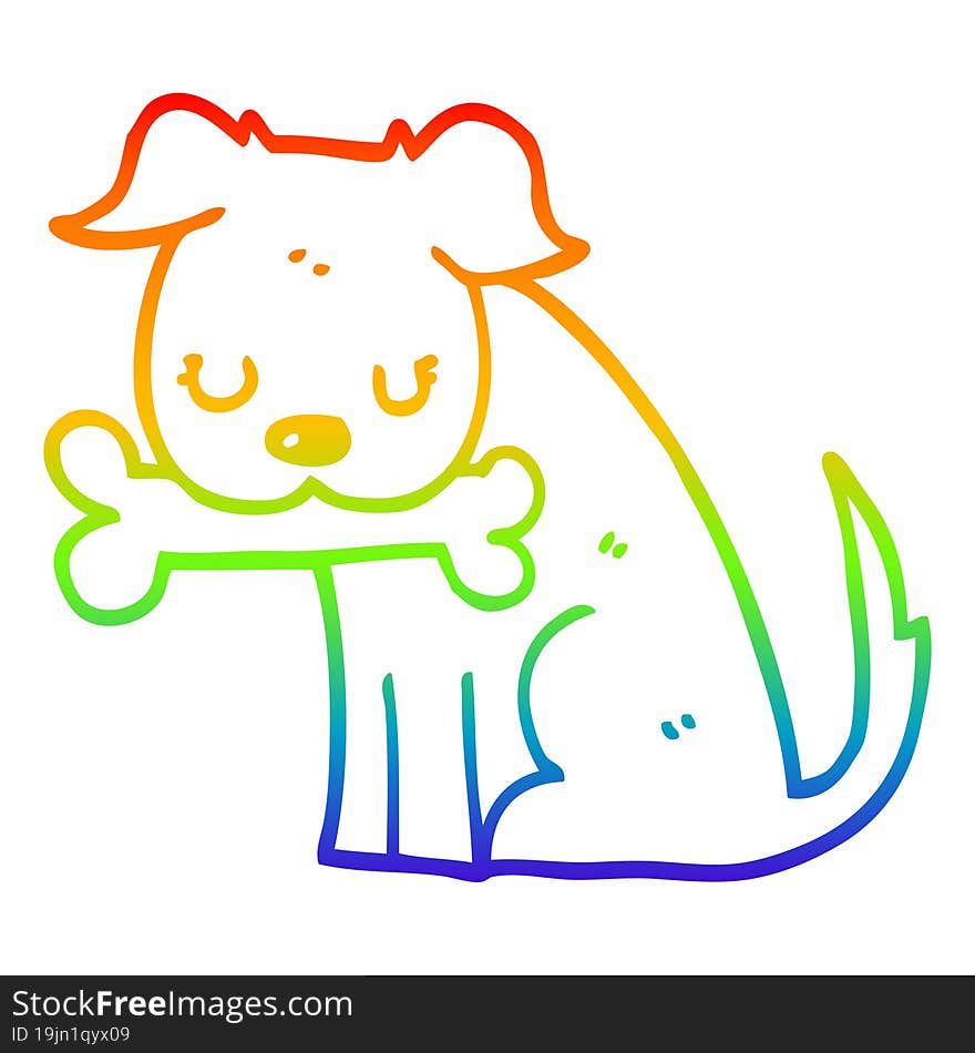 Rainbow Gradient Line Drawing Cartoon Dog