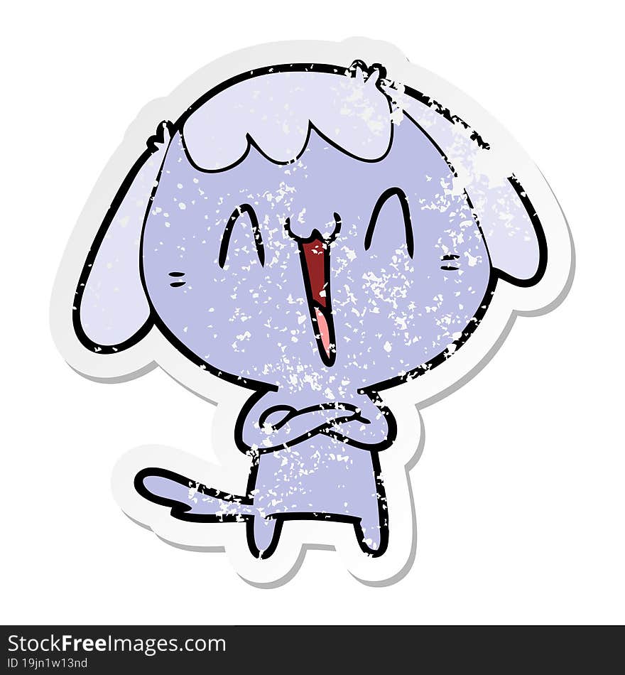 Distressed Sticker Of A Cute Cartoon Dog