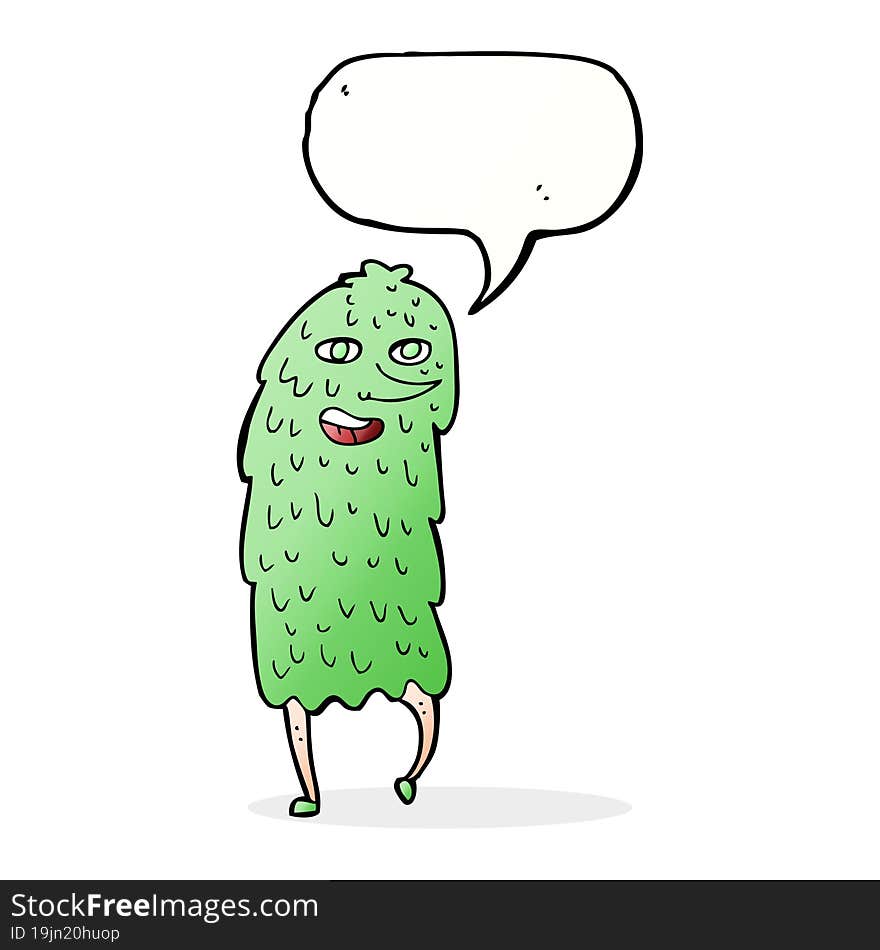 cartoon monster with speech bubble