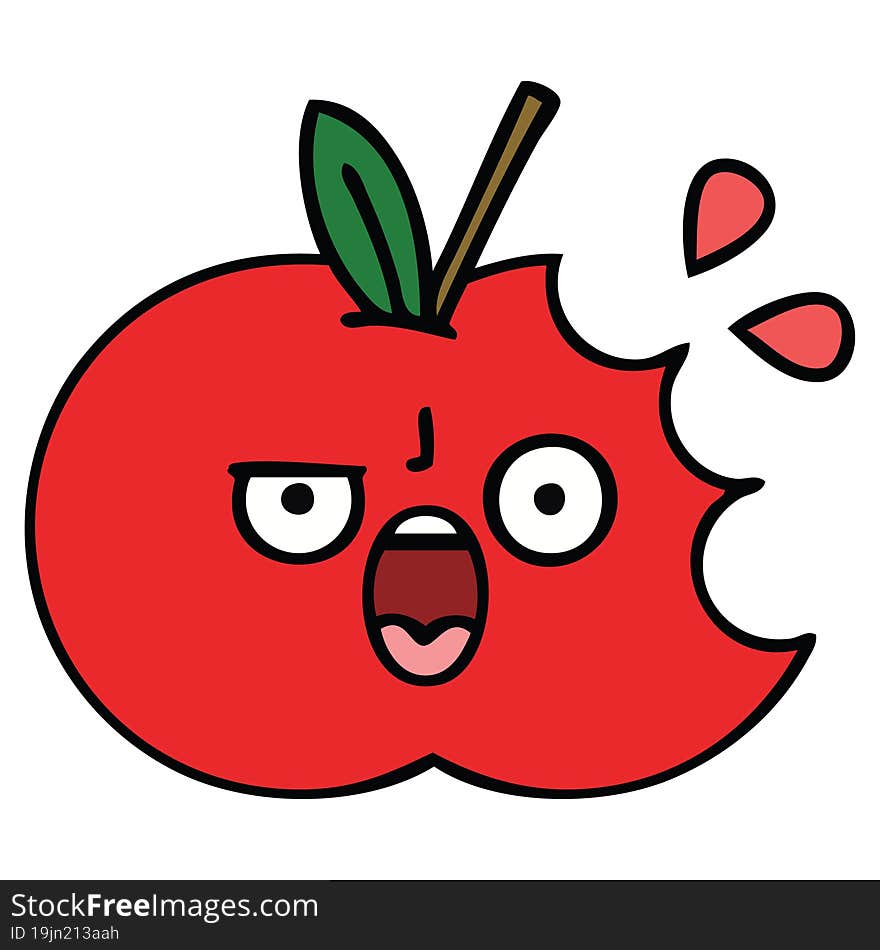 cute cartoon of a red apple. cute cartoon of a red apple