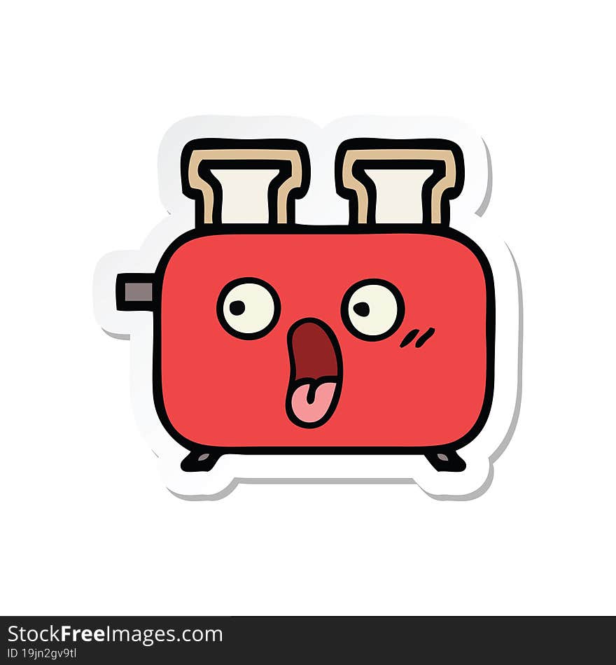 Sticker Of A Cute Cartoon Of A Toaster