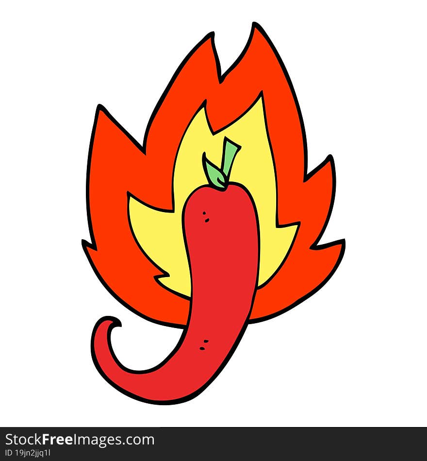 hand drawn doodle style cartoon red hot chili