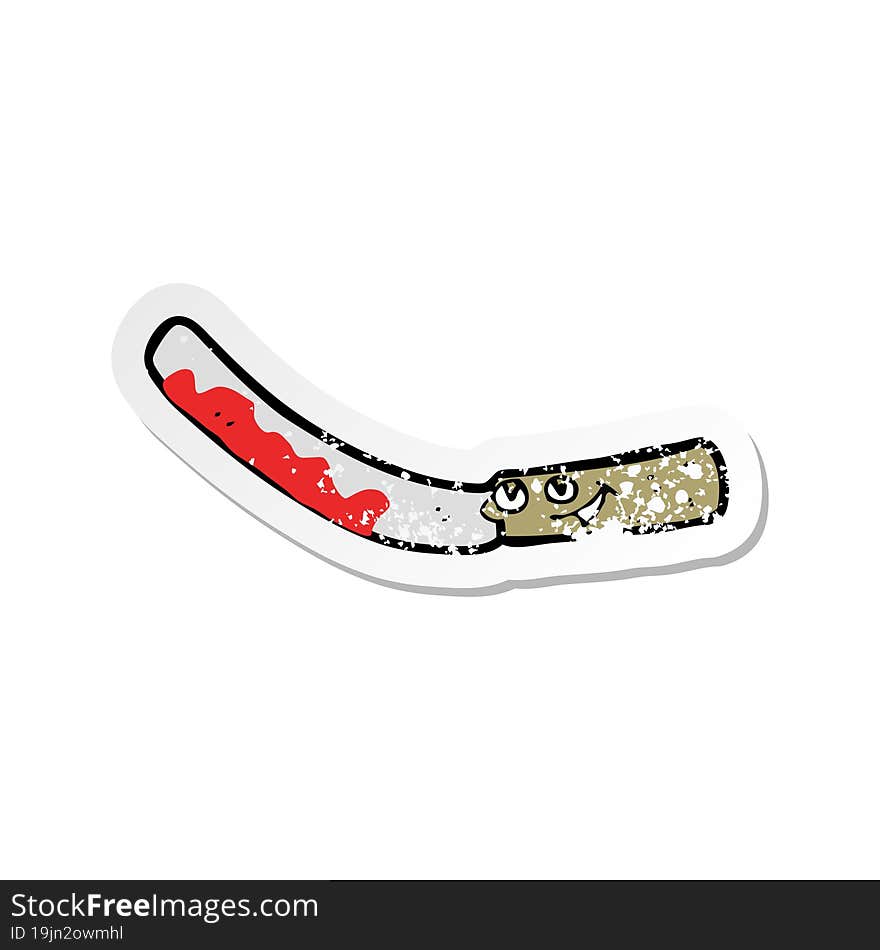 retro distressed sticker of a cartoon jam knife