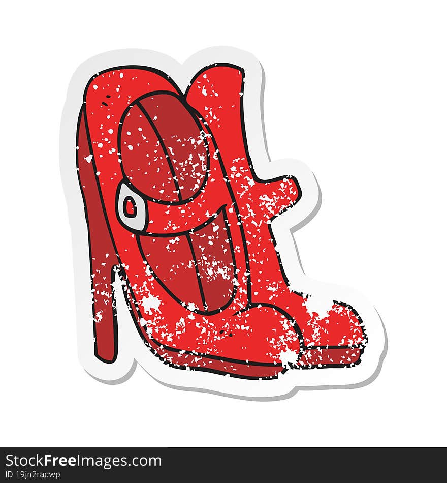 retro distressed sticker of a cartoon high heeled shoes