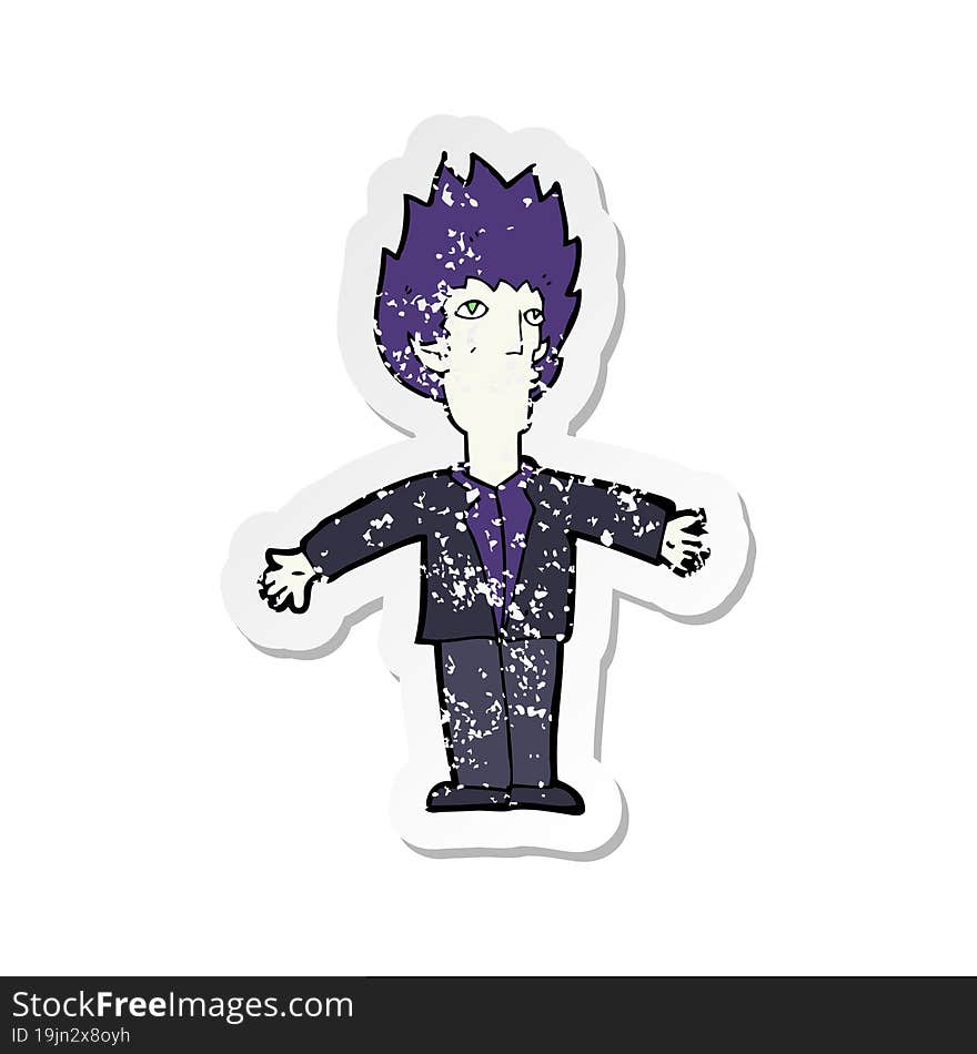 Retro Distressed Sticker Of A Cartoon Vampire