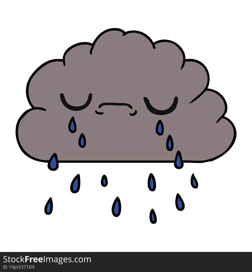 cartoon of cute crying cloud