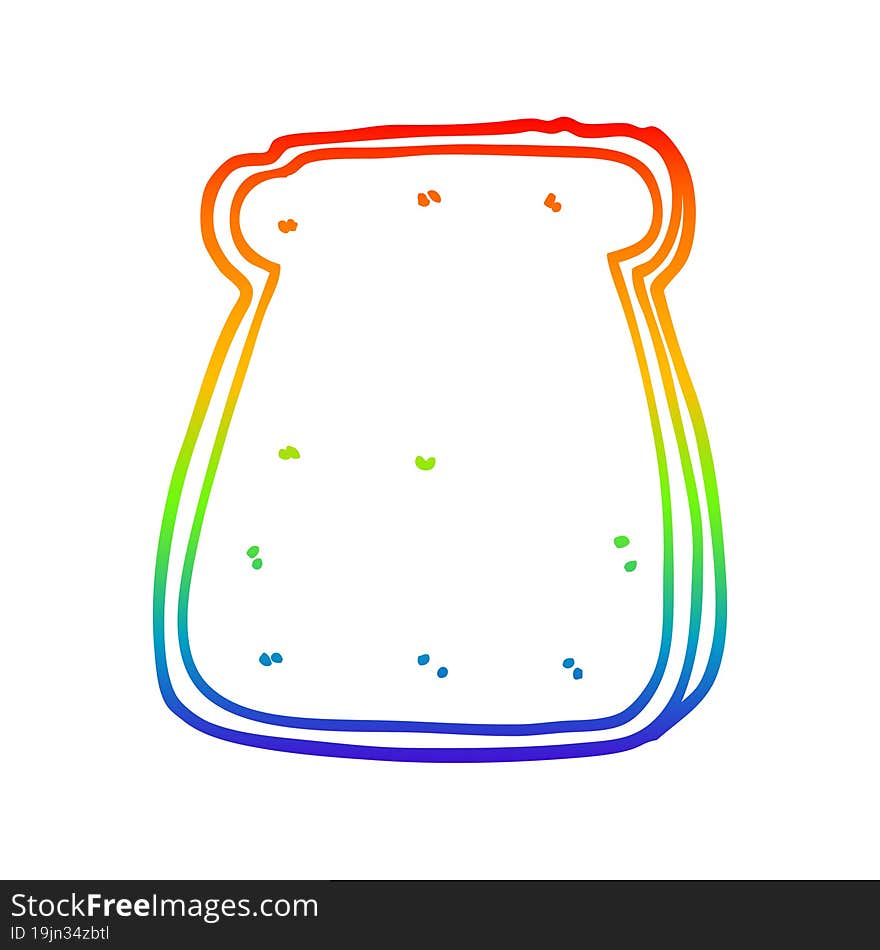 rainbow gradient line drawing of a cartoon slice of bread