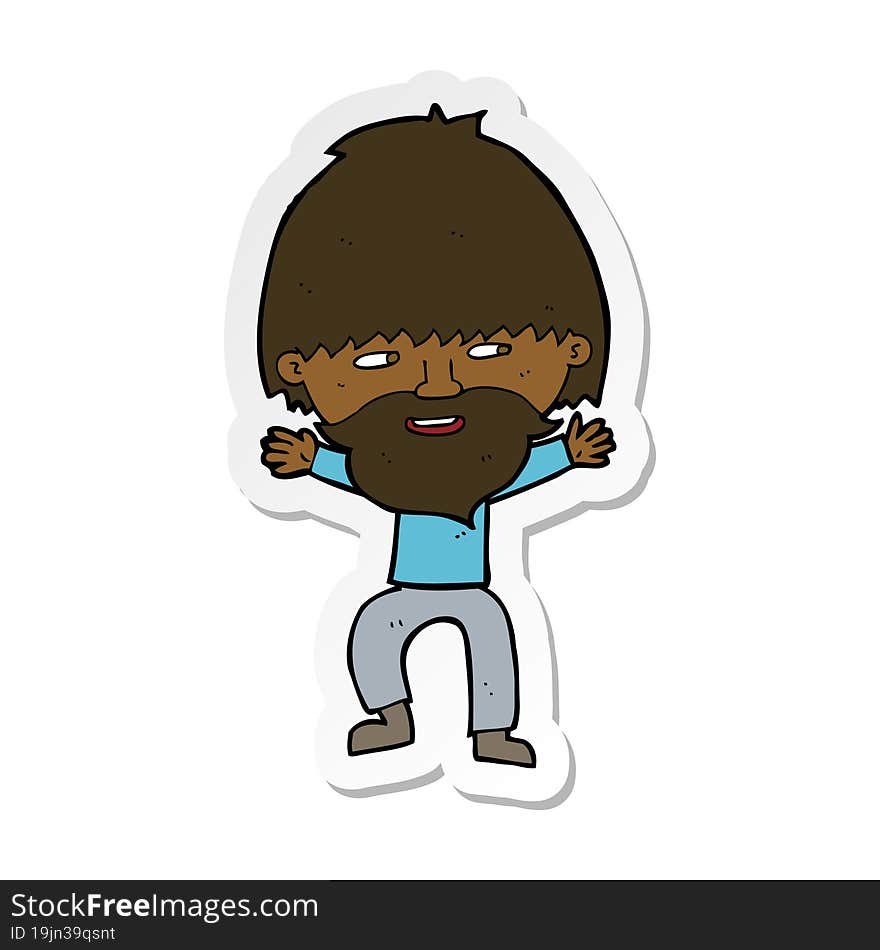 sticker of a cartoon happy man with beard