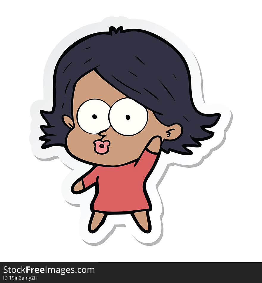 sticker of a cartoon girl pouting