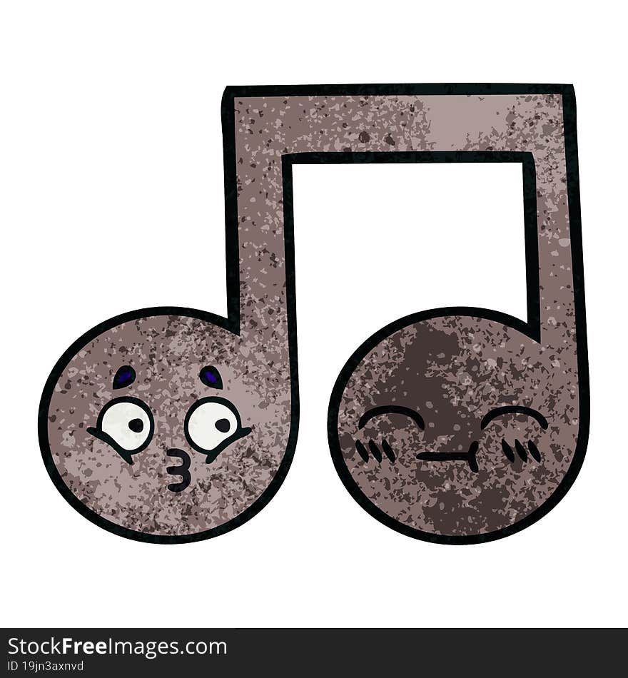 retro grunge texture cartoon of a musical note