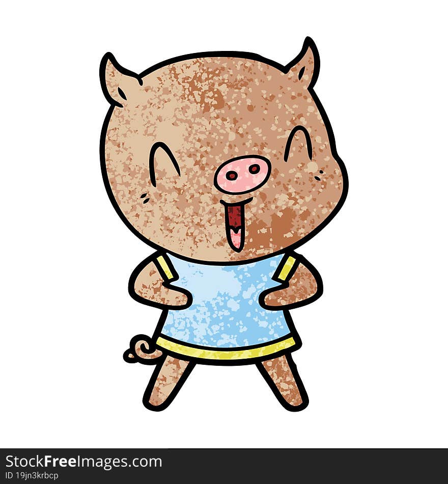 happy cartoon pig. happy cartoon pig