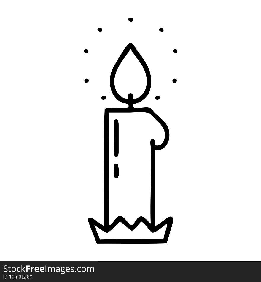 black line tattoo of a candle