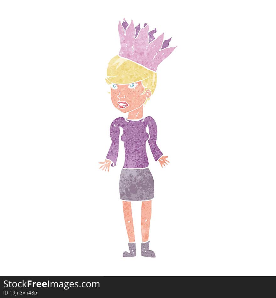 Cartoon Woman Wearing Paper Crown