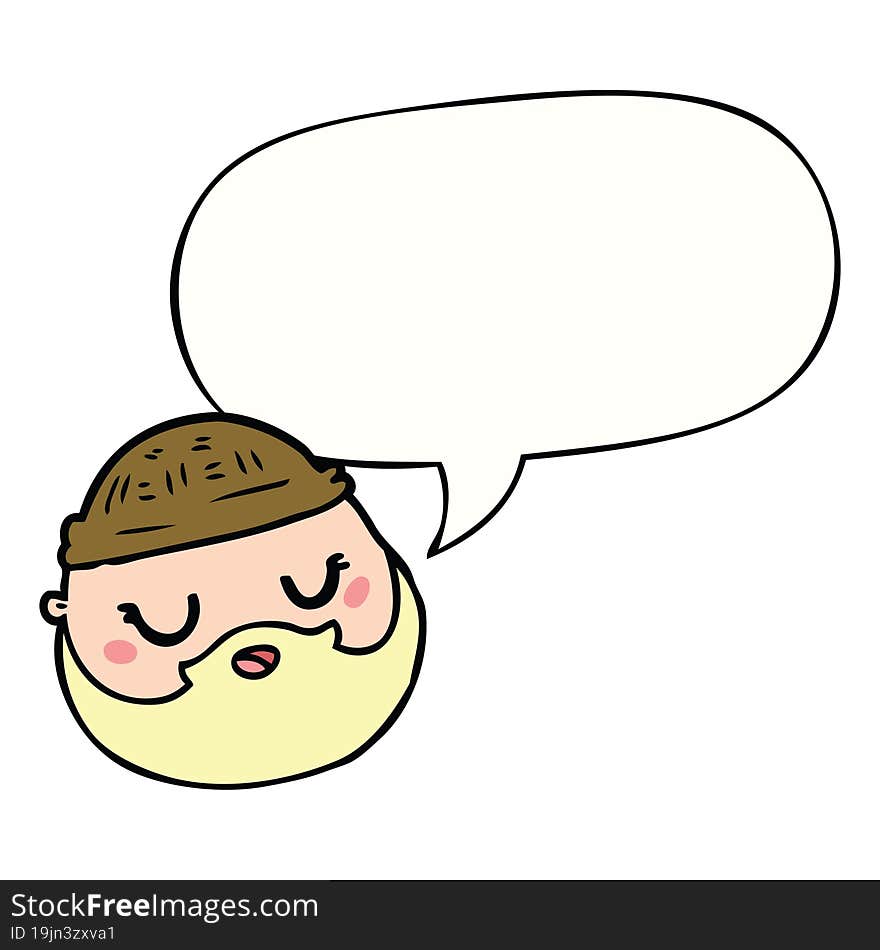 Cartoon Male Face And Beard And Speech Bubble