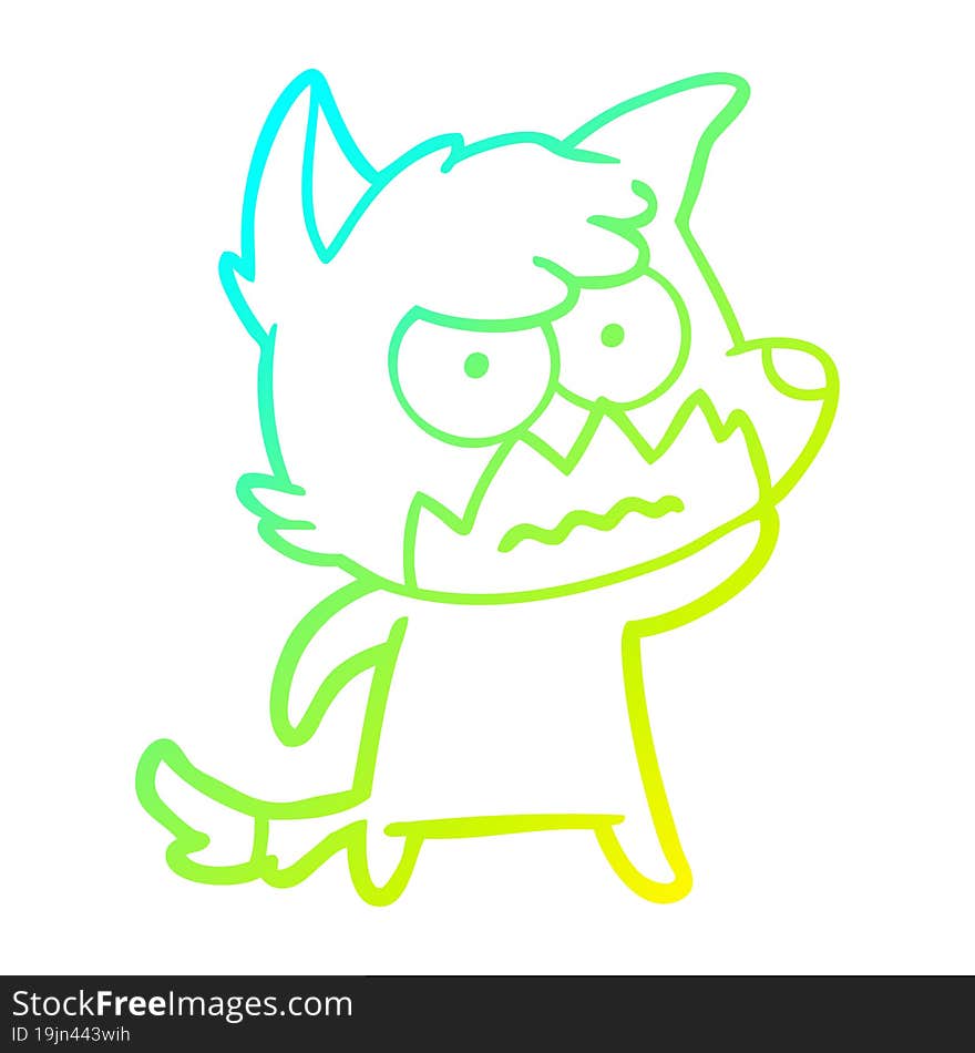 Cold Gradient Line Drawing Cartoon Annoyed Fox