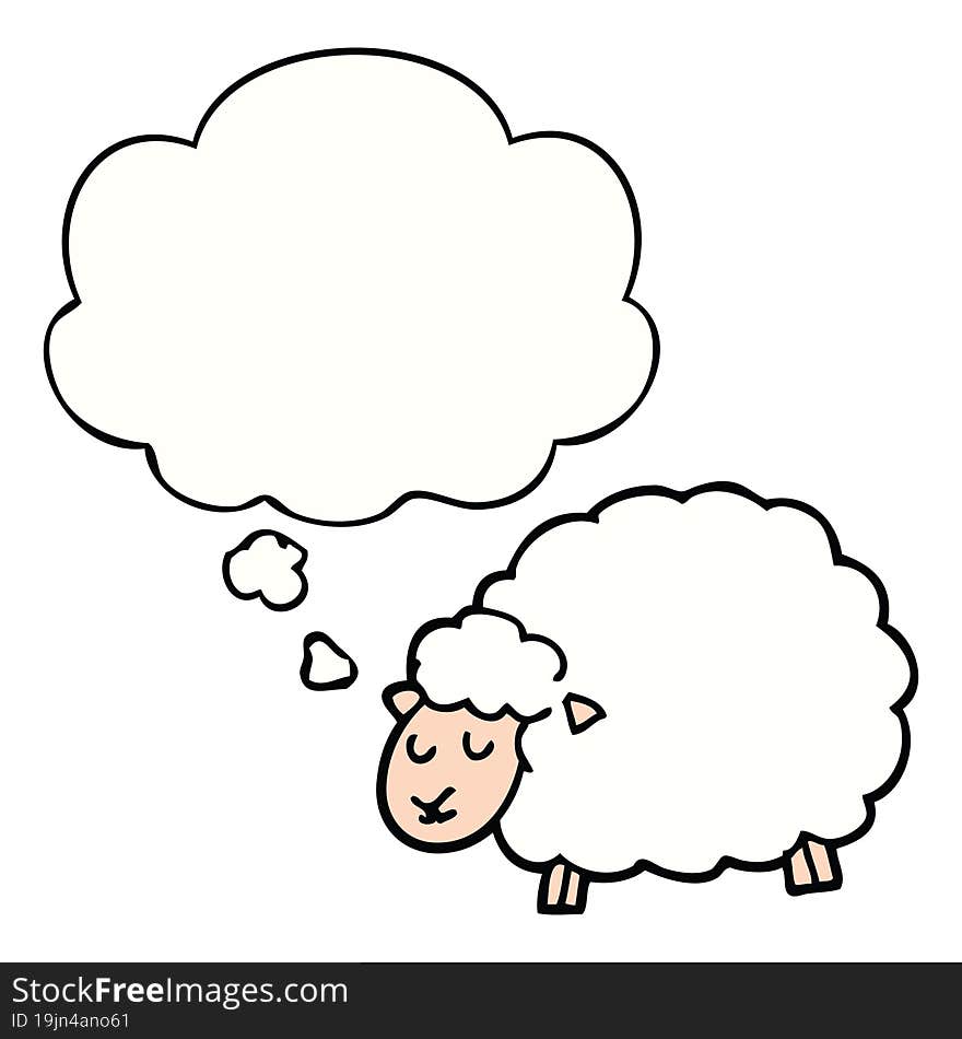 cartoon sheep and thought bubble