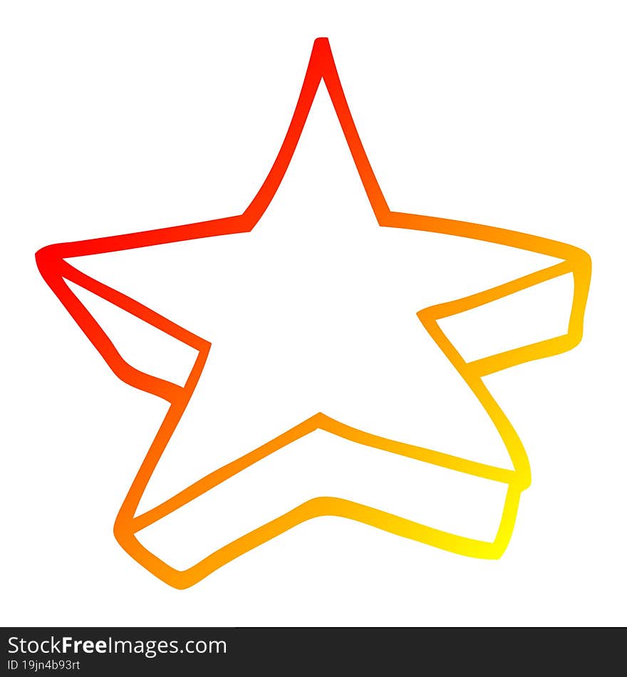 warm gradient line drawing cartoon shooting star