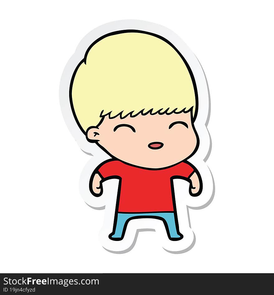 sticker of a happy cartoon boy