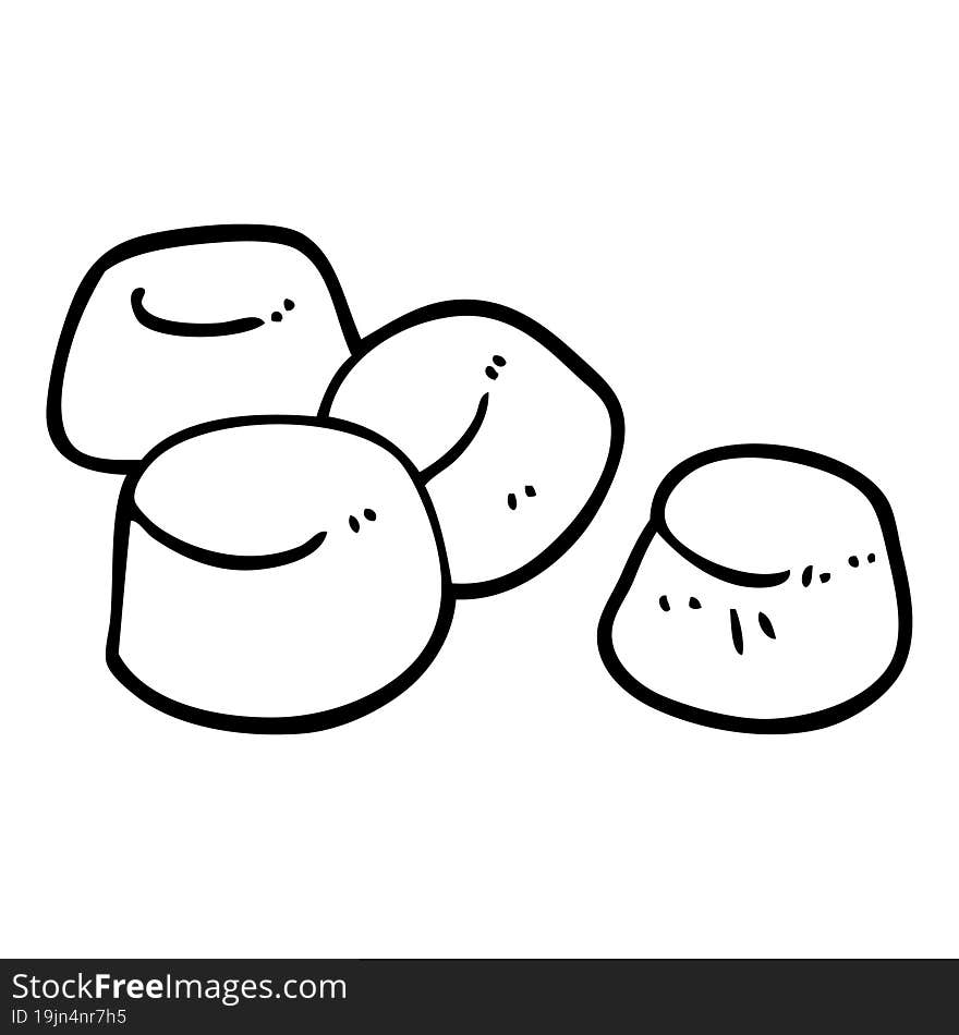 line drawing cartoon tasty marshmallows