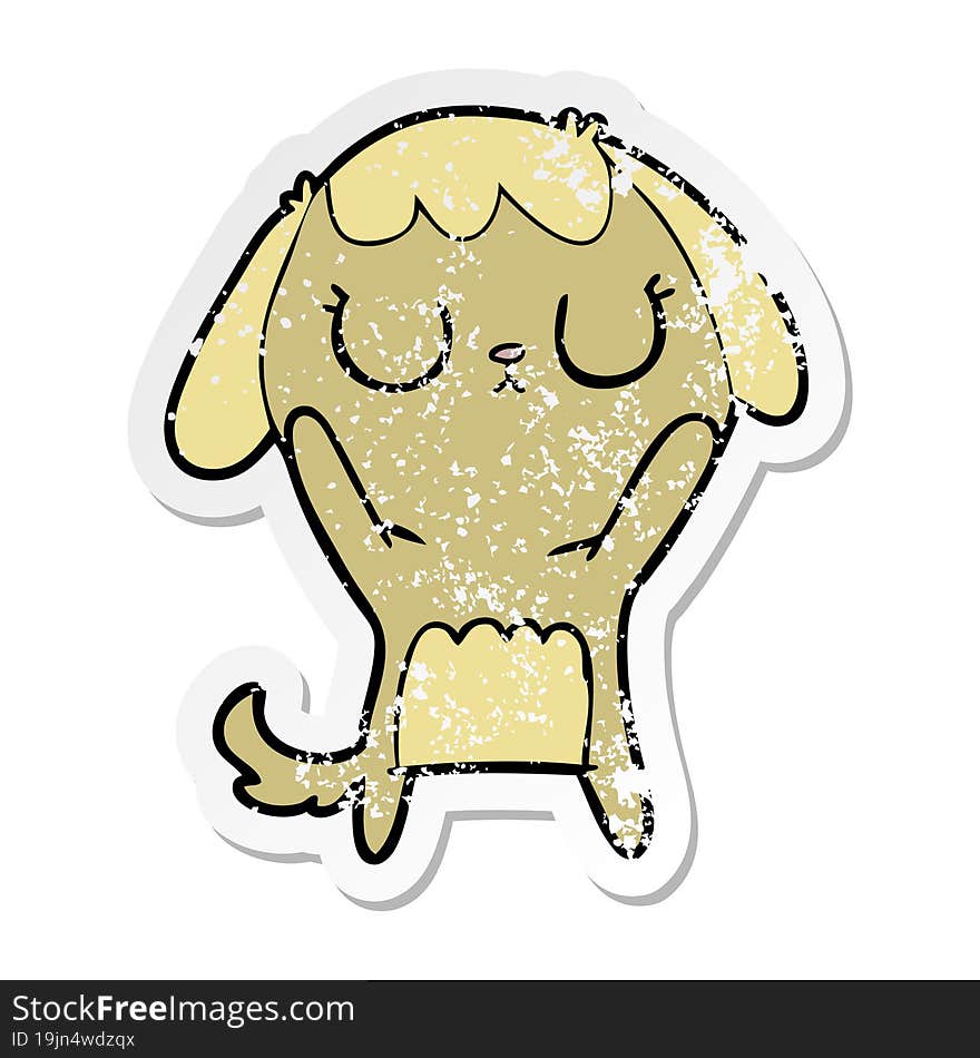 Distressed Sticker Of A Cute Cartoon Dog