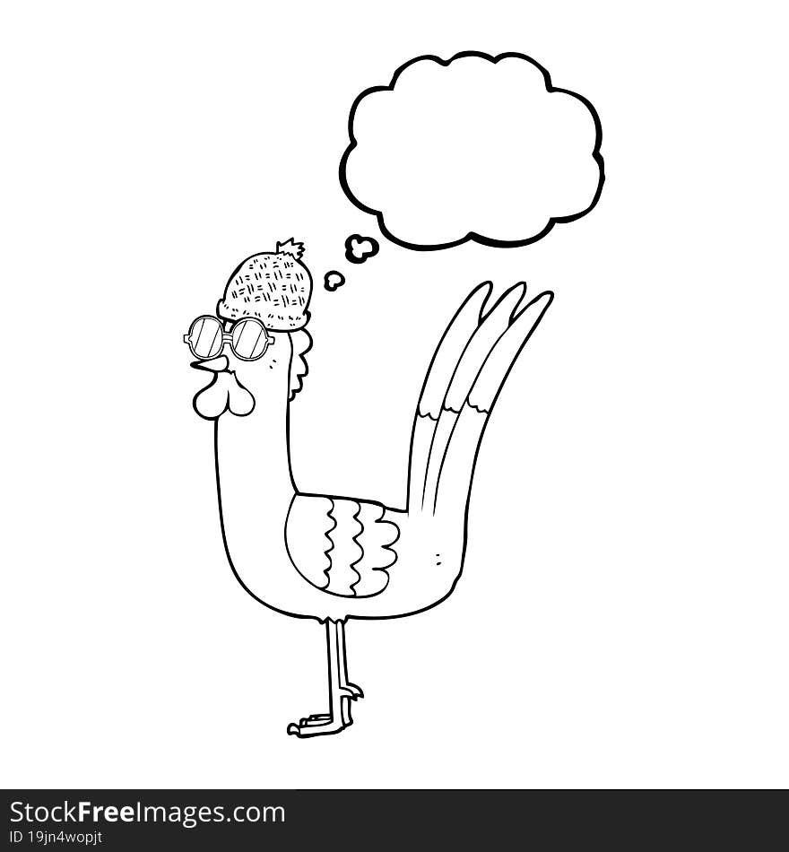 thought bubble cartoon chicken wearing disguise