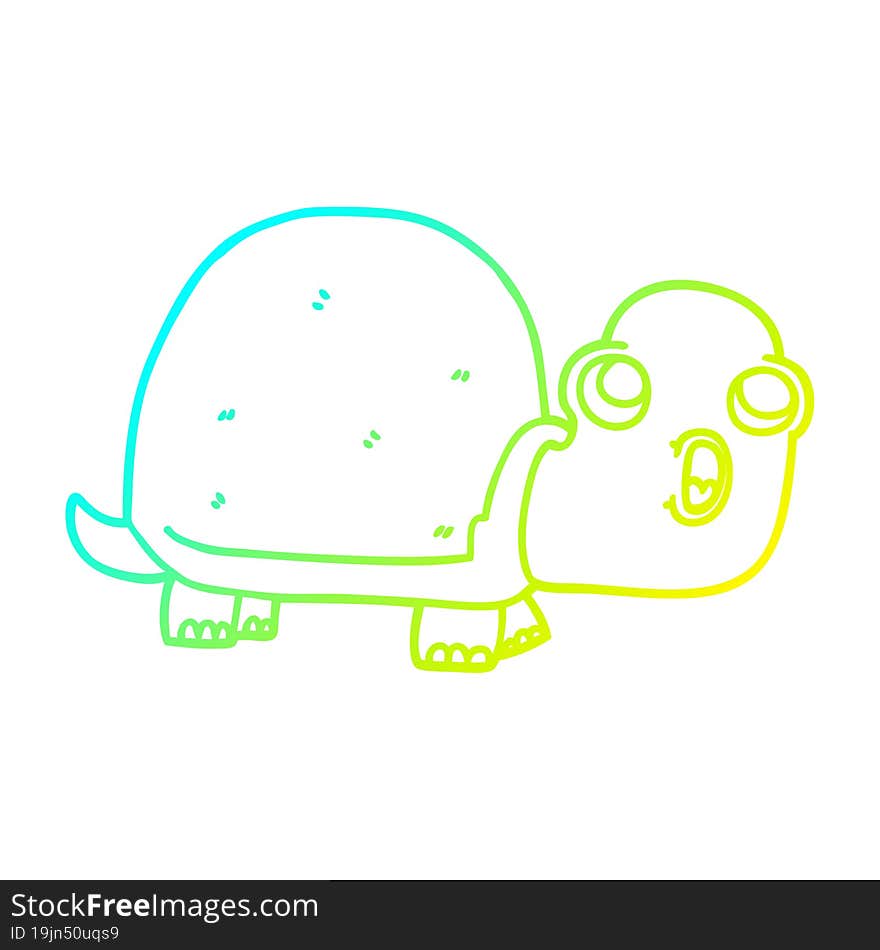 cold gradient line drawing cartoon shocked turtle