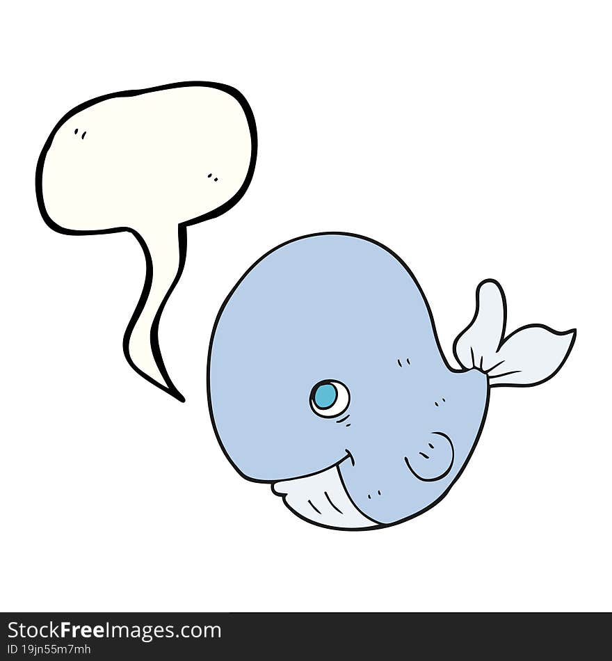 freehand drawn speech bubble cartoon happy whale