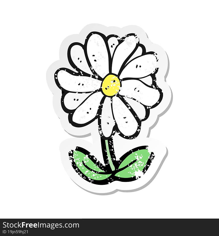 Retro Distressed Sticker Of A Cartoon Flower Symbol