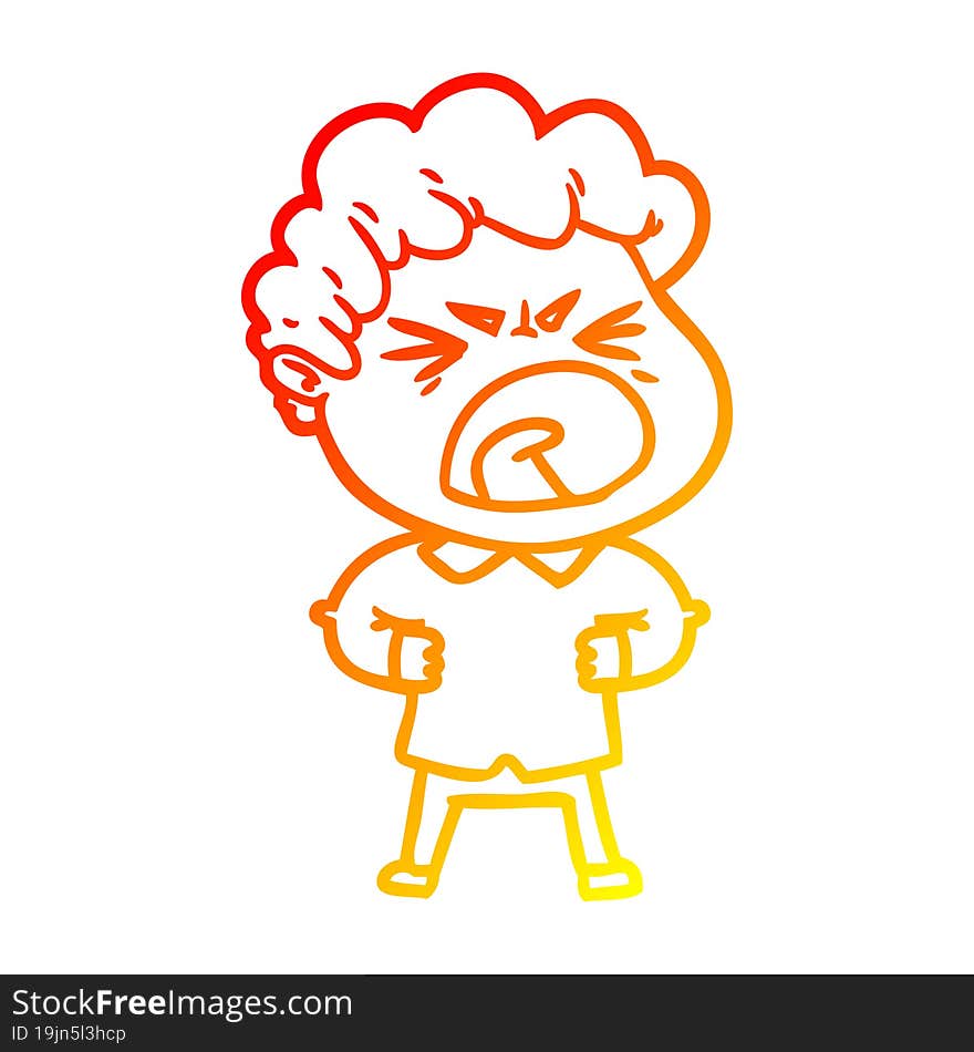 warm gradient line drawing cartoon furious man