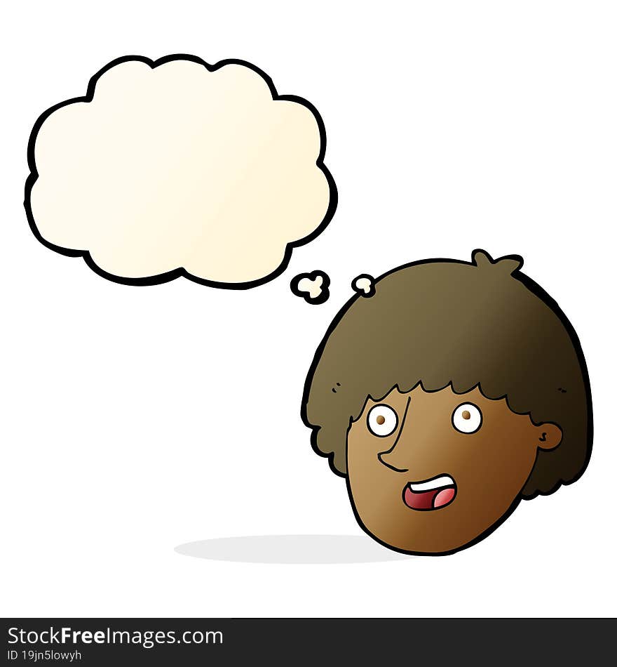 Cartoon Happy Male Face With Thought Bubble