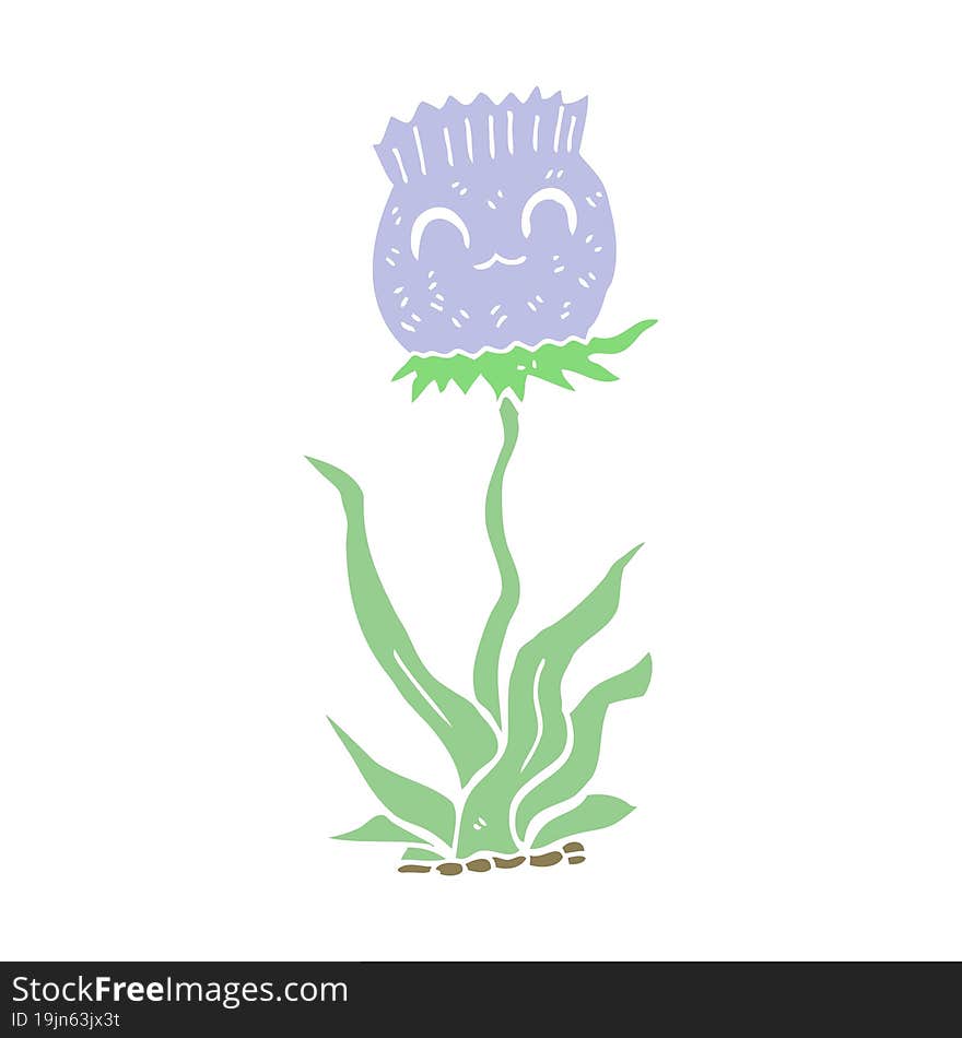 flat color style cartoon thistle