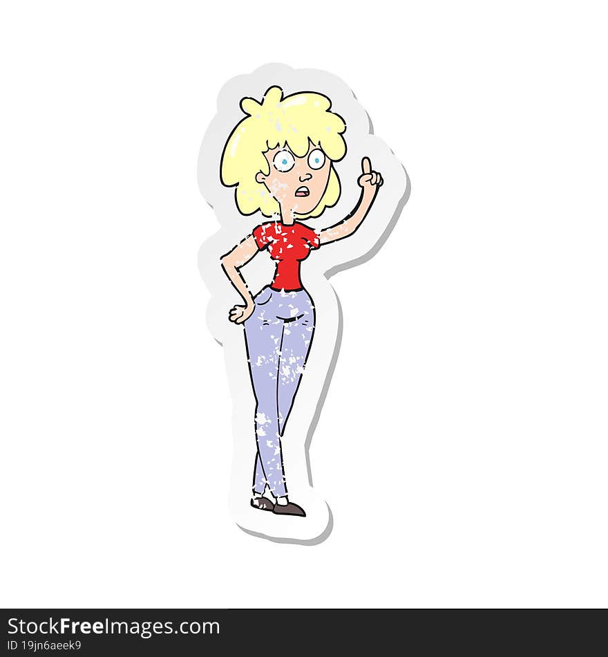 retro distressed sticker of a cartoon woman