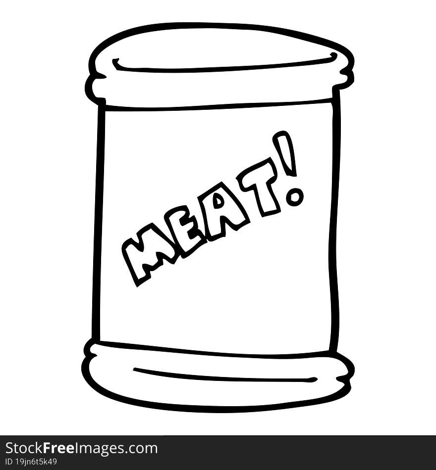 line drawing cartoon can of meat